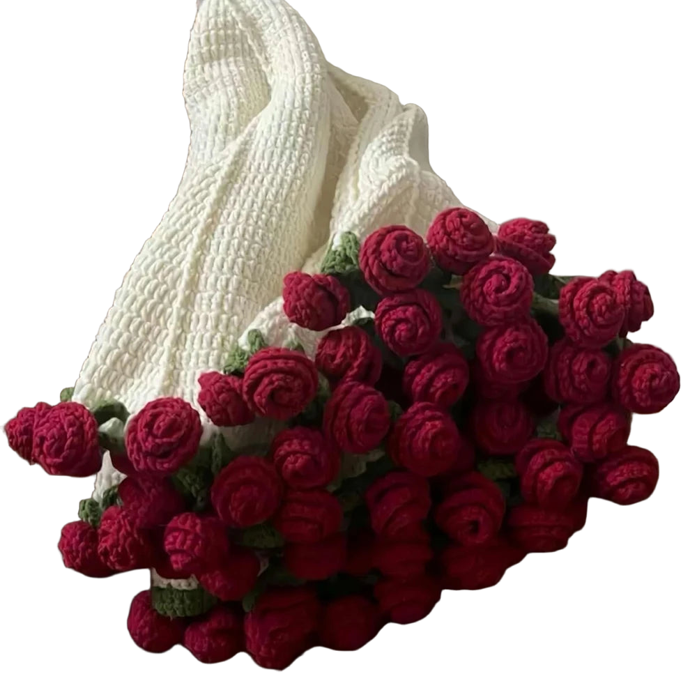 1pcs Finished Flower Bouquet Blanket Soft and Lightweight Knitted Throw Blankets for Birthday Wedding Valentine’s Day Home Decor