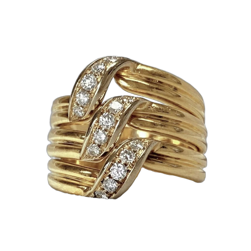 Huitan Gorgeous Women Wedding Rings Gold Color Wide Band Statement Female Finger-rings for Party Luxury Cubic Zirconia Jewelry