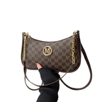 Vintage Style Handbag Crossbody Bag, Gold Letter 'M' Design Pu Leather Shoulder Messenger Bag, Synthetic Leather Tote Bag, Purse