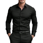 2025 Men's Shirt Brand New Solid Color Long Sleeve Smart Casual Four Season Elastic Male Business Shirts