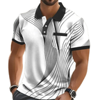 Fashionable summer short-sleeved men's polo shirt with 3d printed stripes, men's lapel, high-quality men's shirt, casual wear