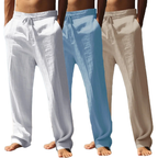 Men's Casual Breathable Pants Summer Solid Color Elastic Waist Trousers Loose Fitness Lightweight Wide Leg Pants Streetwear