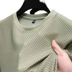 Men's Short Sleeve Mesh Bamboo Ice Silk T-shirt Casual Versatile Summer Elastic Slimming Top for Men