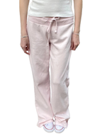 New Light Pink Drawstring Sweatpant Woman Spring Raw Hem Low Waist Straight Long Pants Casual All-match Cotton Sport Trousers