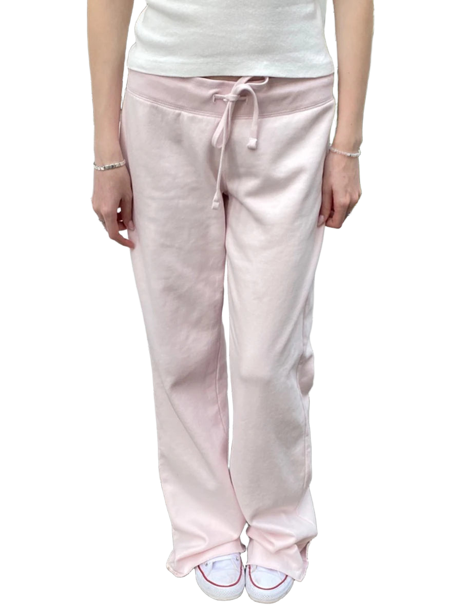 New Light Pink Drawstring Sweatpant Woman Spring Raw Hem Low Waist Straight Long Pants Casual All-match Cotton Sport Trousers
