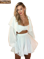 Clacive Sexy Slim White Women's Top 2025 Fashion Square Collar Long Sleeve Crop Top Elegant Classic Solid Tops Female Clothing