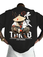 Anime Samurai Tokyo Warrior 100% Cotton Men Women Summer-Autumn Daily Sport Outdoor Leisure Loose Short-Sleeve Street TShirt Top