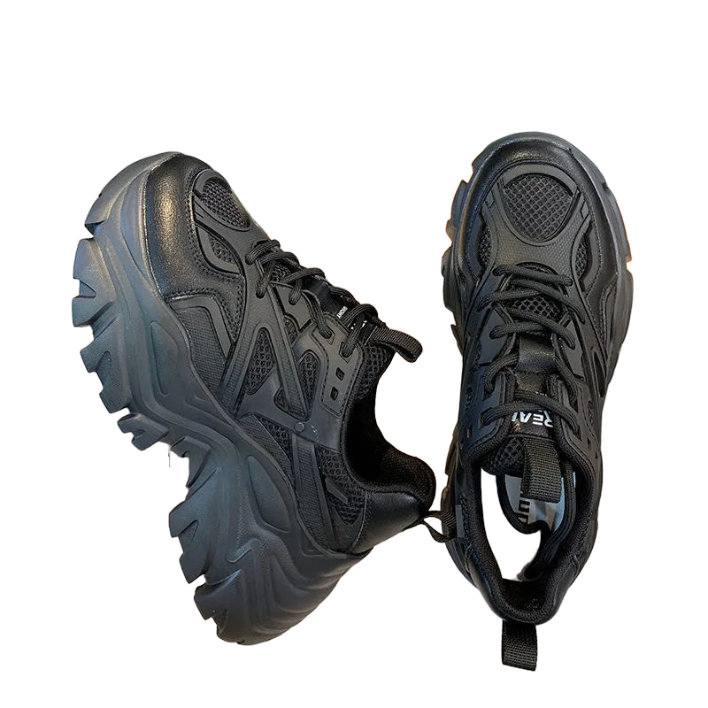 Women New Fashion Platform Sport Shoes Women 2024 New Summer Black Casual Chunky Sneakers Women Mesh Leather Platform Shoes