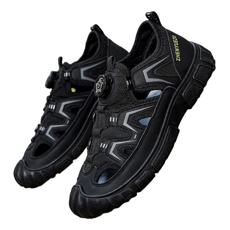 Outdoor River Tracing Shoes for Men, Hollow Breathable Anti-Smash Toe Protection Sandals, Non-Slip and Wear-Resistant, Summer Water Sports and Leisure Shoes