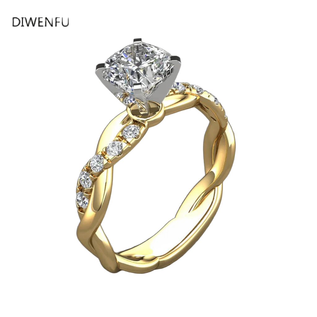 Soild 14K Yellow Gold 2 Carat Diamond Rings for Women 2021 Fashion Pure Jewelry Bizuteria Gemstone Anillos De Wedding Rings