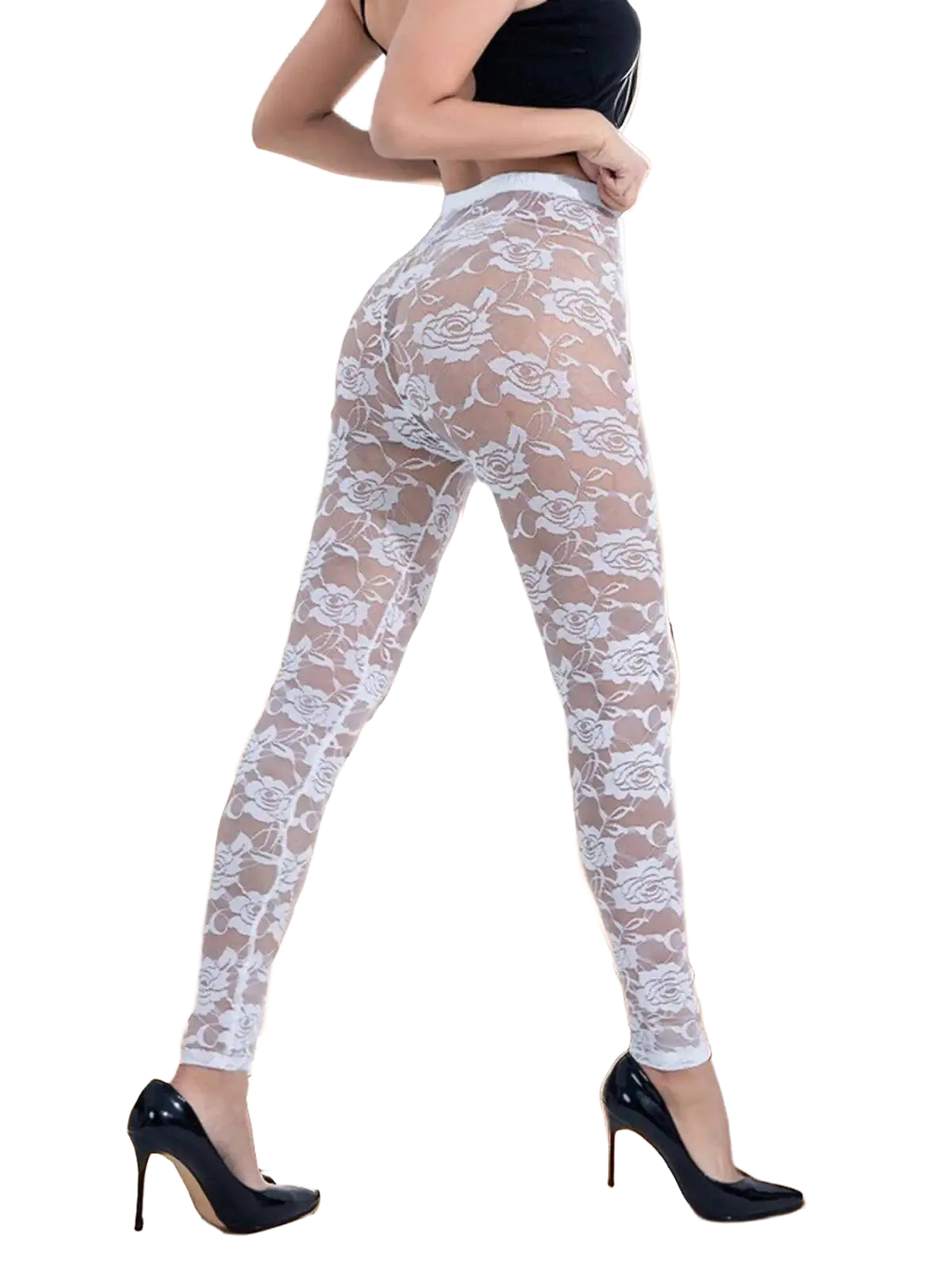Pure Desire Style Sexy Perspective Jacquard Embroidered Lace Casual Pants Women Yoga Pants Embroidery Flower Fashion 848X