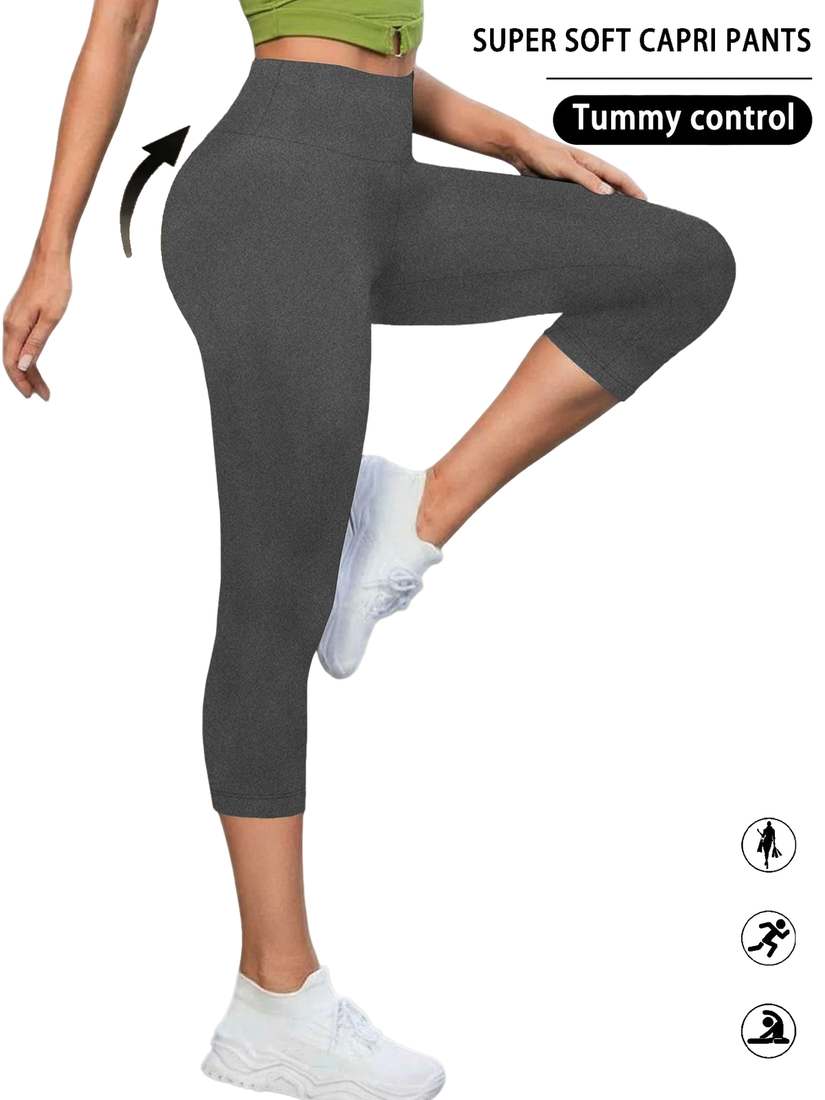 High Waisted Yoga Pants for Women Capri Pants Super Soft No See Through Workout Running Home Lounge Leggings