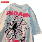 Fashion Cotton Women T-Shirts Suo Ang Club Spider Printing Tops Oversize O-Neck Soft Short Sleeve Summer Casual Female Clothes