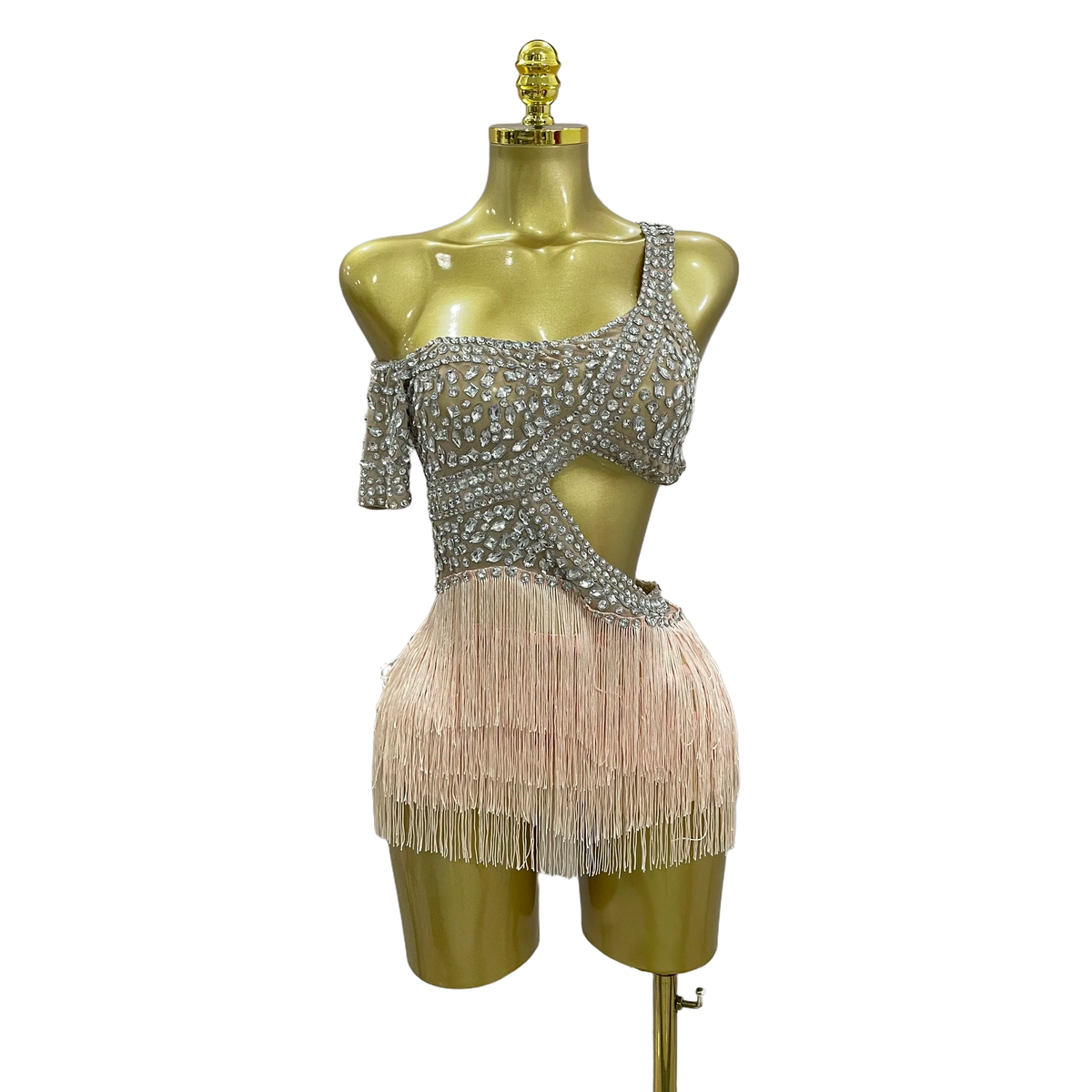 Luxury Sparkly Rhinestones Sexy Mesh Tassels Bodysuit Gloves Women Eveing Birthday Party Nightclub Performance Stage Costume