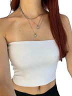 Women Cropped Tube Tops Strapless Off Shoulder Backless Short Tank Summer Party Club Striped/Solid Mini Vest 2025 New