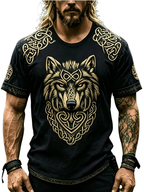 Men's Casual Short-Sleeve T-Shirt with a Wolf Head Design: Stylish, Trendy, and Unique Style for Summer Outdoors and Streetwear