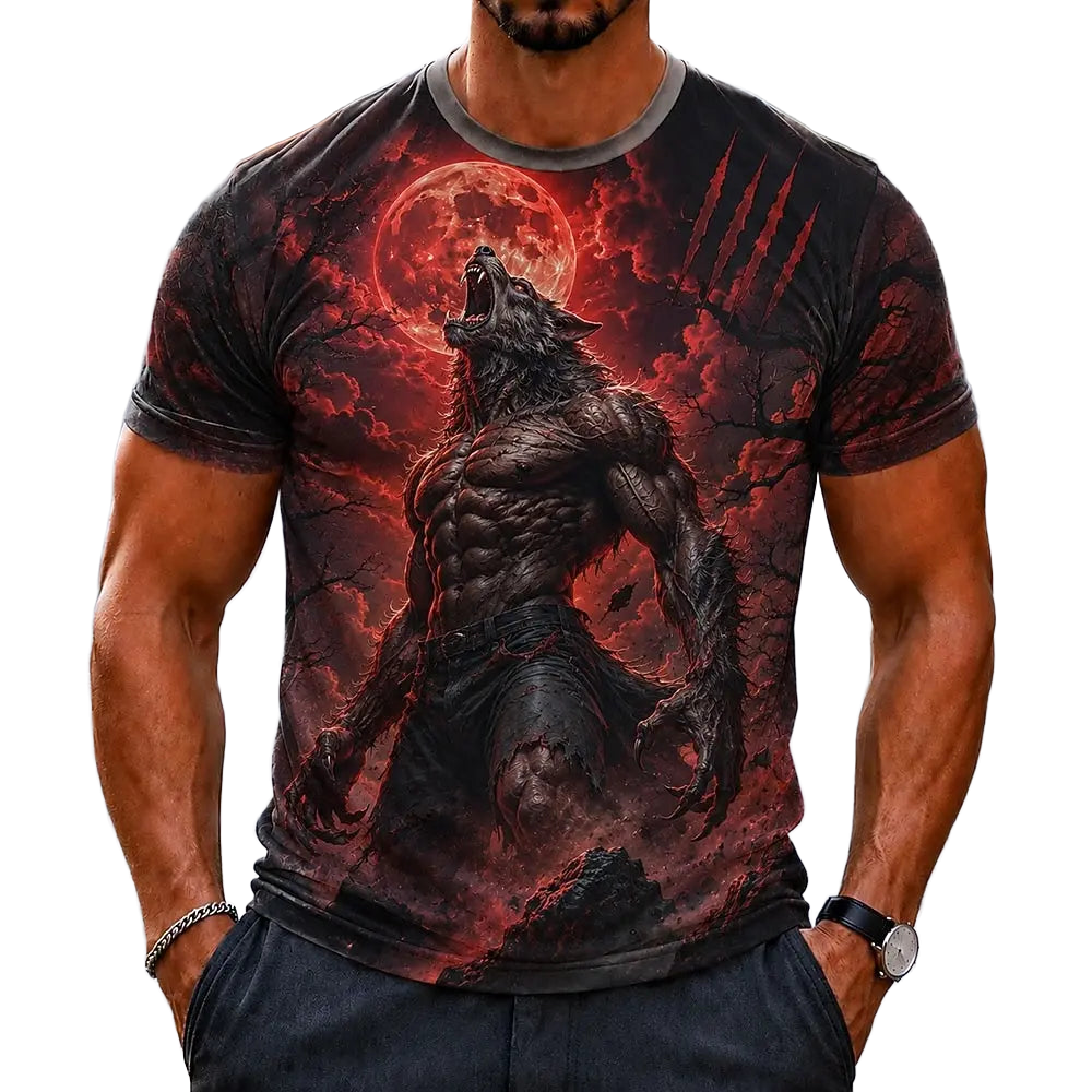 Multi-color Camo Wolf Skull 3D Print Men T Shirt Short Sleeve Crew Neck Outdoor Gothic Casual Summer Streetwear Tee