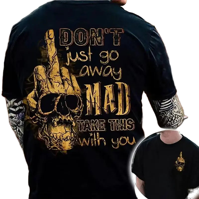 2025New Summer Hot Sale Double Gun Skull Digital Printing Short Sleeve Boys Handsome Personality Crew Neck T-Shirt Top
