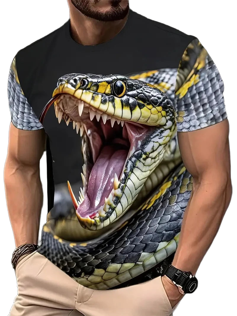 Fashion 3D Printed Horror Snake Graphic T Shirt For Men Personality Oversized T-shirt Summer Hip Hop Short Sleeve O-neck Tops