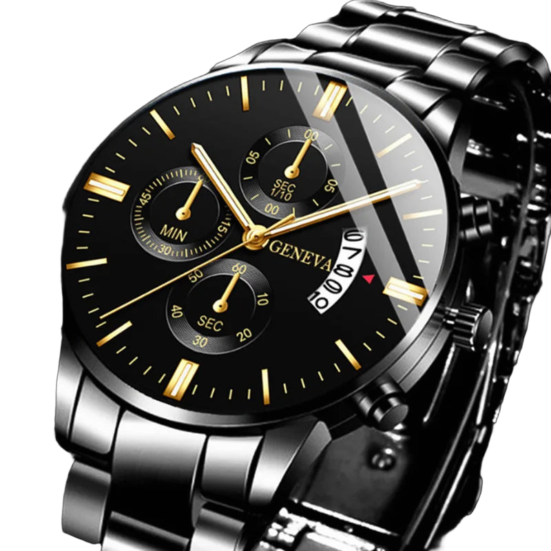 Luxury Stainless Steel Men Calendar Quartz Watch Fashion Mens Business Watches for Man Clock Reloj Hombre