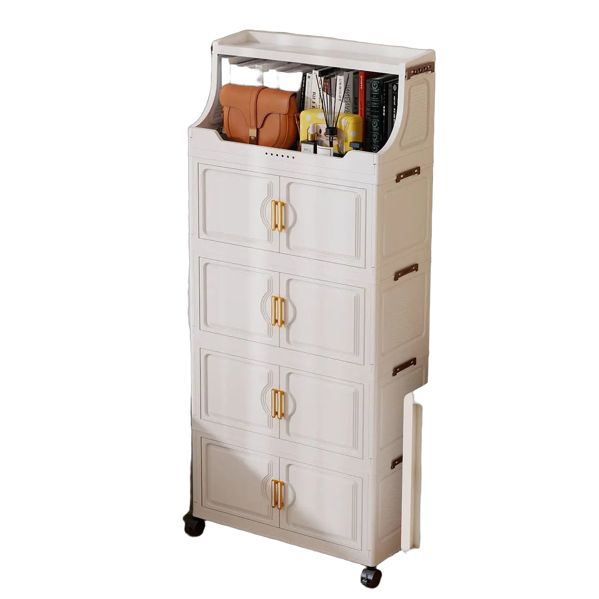 Home Living Room Multi-layer Snack Storage Rack Toy Plastic Organizer Stand Foldable Floor-standing Cabinet for Kids