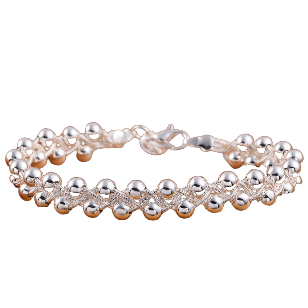 925 Sterling silver Bracelet Beautiful Braided beads chain for woman fashion fine jewelry Wedding party gifts