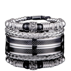3pcs Set Men Bracelet Stainless Steel Handmade Rope Bangles Men Skull Bracelets with Tigereye Natural Stone Gift Accessories