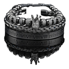 Luxury Set Crown Charms Man Bracelet Roman Stainless Steel Women Bangles Hand Jewelry Valentine's Day Gift