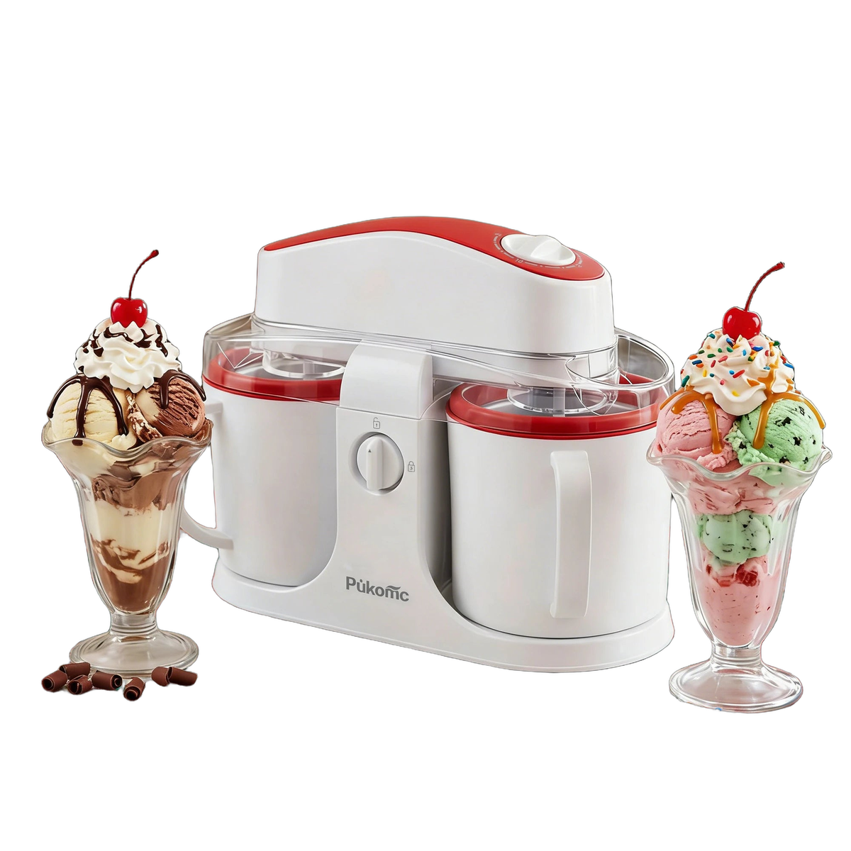 Dual-Cup Ice Cream & Popsicle Maker, DIY Homemade Frozen Dessert, Add Fruits & Powdered Sugar for Custom Flavors, Easy to Use