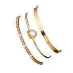 3pcs Stainless Steel Gold Plated Bracelets for Women Adjustable Jewelry Gifts Luxury Zircon Chain Bangles Jewelry Accessories