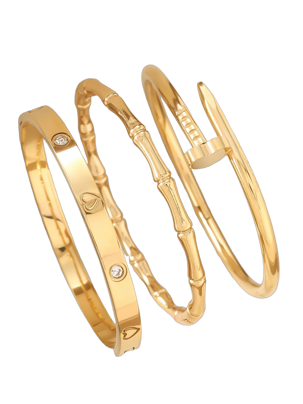 1pc 18K Gold Plated Stainless Steel Stackable Bracelet With Chain And Clover Design, Fashion Style For Women, Suitable For Casua