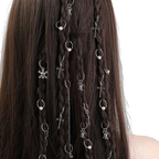 13pcs Cross&Skull Decor Hair Ring,Dreadlocks Beads Hair Braid Rings Clips Dread Locks Hair Braiding Cuffs Decoration/Accessories