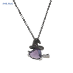 MHS.SUN Gothic Black Witch Hat Broom Pendant Necklace for Women Vintage Purple Zircon Heart Halloween Jewelry Festival Gifts