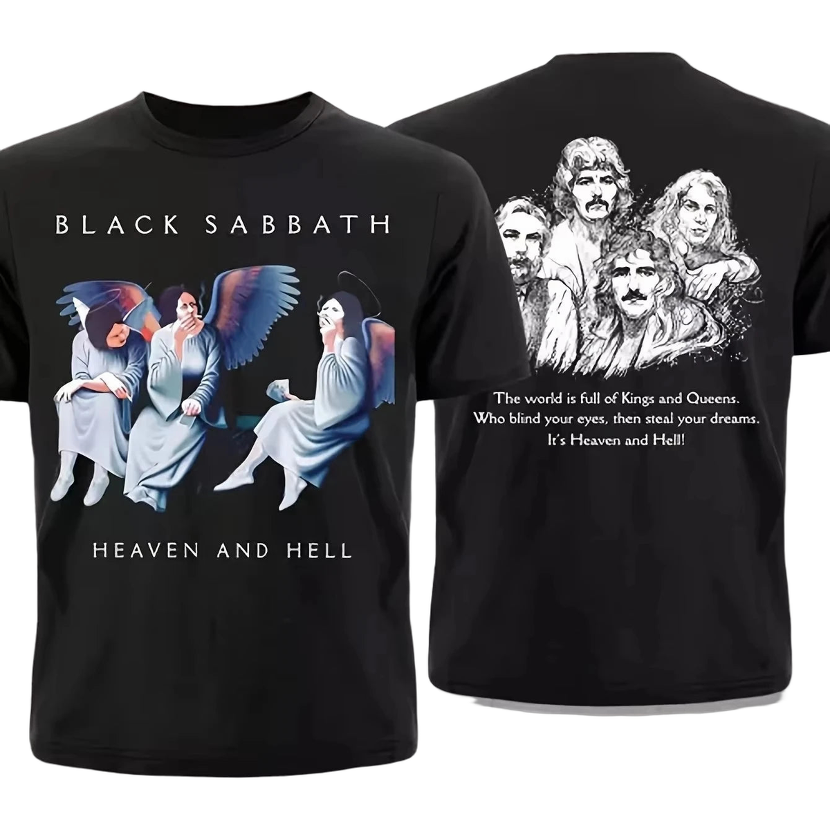 2026 New Black Sabbath Heaven and Hell Tour Graphic T-Shirt, Men's Retro Rock Band Short Sleeve Luxury Clothes men's t-shirts