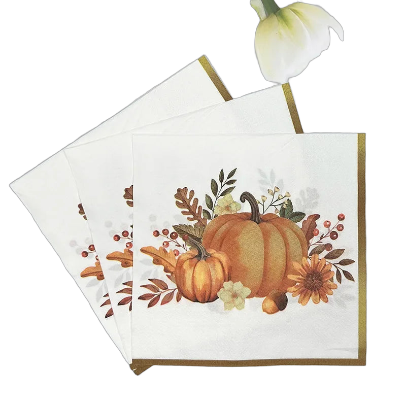 New Pumpkin Gold Trimmed Colourful Napkins Halloween Ambiance Paper Placemats Thanksgiving Party Paper Butterfly Bart Paper