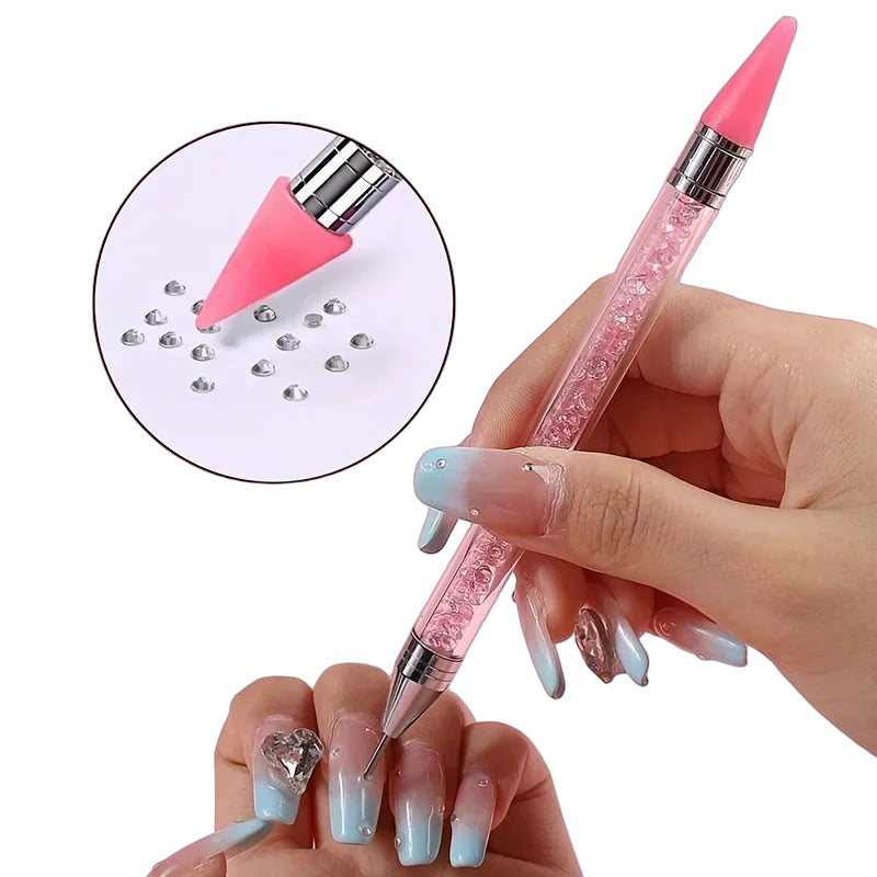 Nails Art Brush For Manicure Double Head Point drill pen Dot Painting Point Pen Rhinestone Picker Wax Pencil Crystal Handle Tool