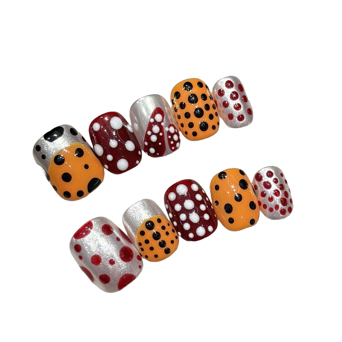 Handmade Press on Nails Cute Short Round False Nails Women Full Cover Wearable Ins Simple Hand-painted Pattern Fake Nail Tips