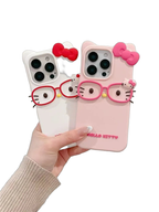 3D Glasses Cat Silicone Phone Case For iPhone 17 Pro Max 16 15 Plus 14 13 Mini 12 11 4 4S 5 5S 7 8 SE