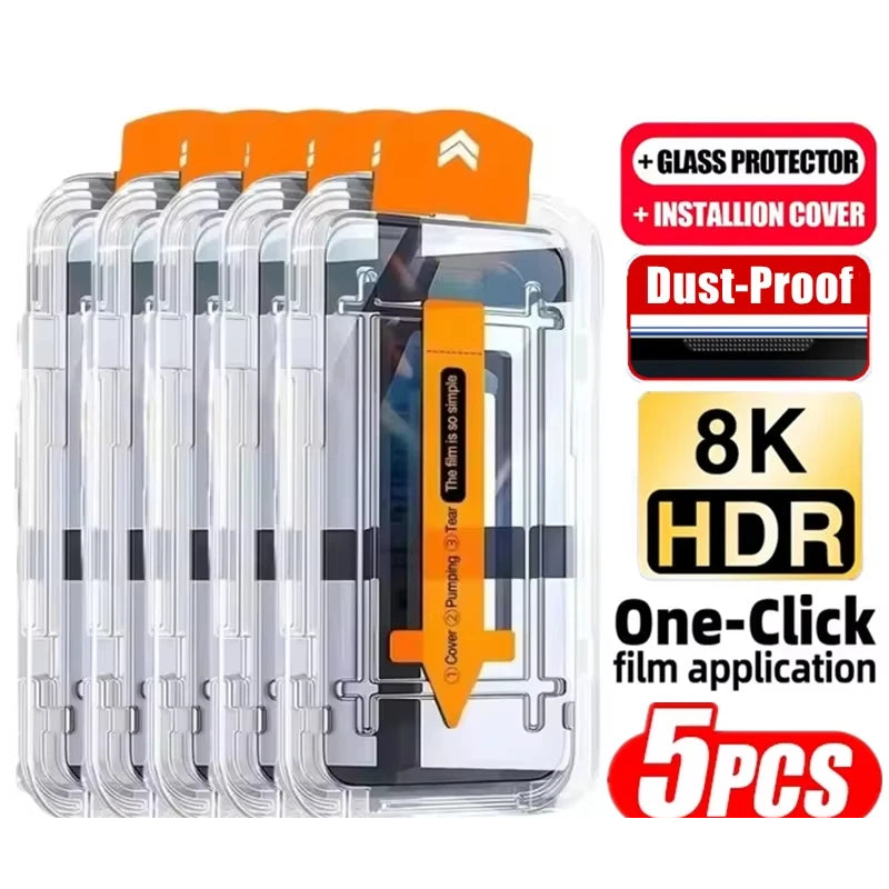 Oleophobic Coating Dust Free Easy Installation Screen Protector For iPhone 16 15 14 13 12 11 17 Pro Max 17 Air XR X XS 7 8 Plus