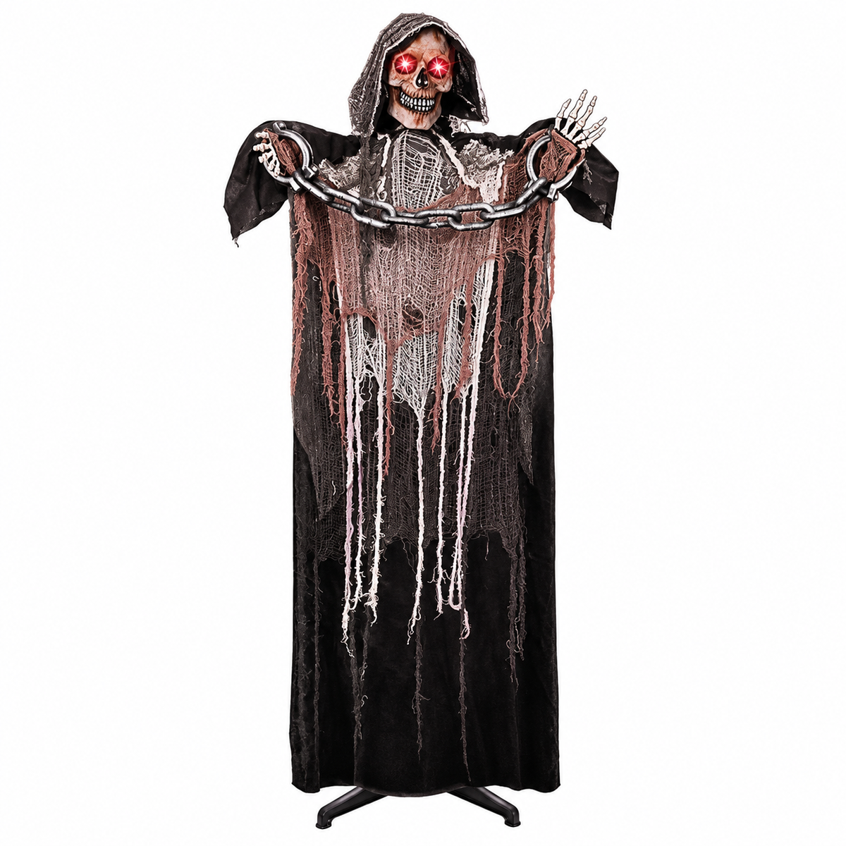 67''Halloween Decorations Outdoor Life Size Animatronics Grim Reaper with Chain Sound-Actived Party Decor with Creepy Sound Scary House Props for Garden Yard Lawn — white background