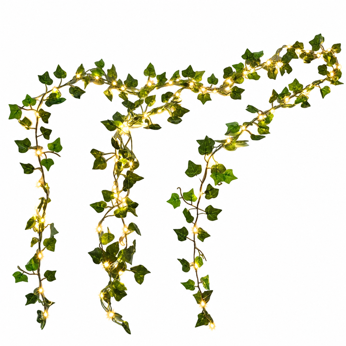LED Fairy Grace Decor Ivy String Lights Outdoor Party Battery-Powered LED Outdoor Lights for Garden Christmas Halloween Decor — white background