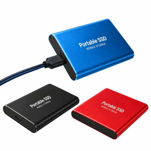 1TB External SSD Portable Hard Drive USB 3.0 Type-C Fast Storage Plug Play for Laptop Mac PC Student Daily Use — white background