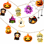1PC Halloween Fairy LED String Light Battery Powered Halloween Christmas Party Decoration Witch Pumpkin Mummy Angel Spider Web — white background