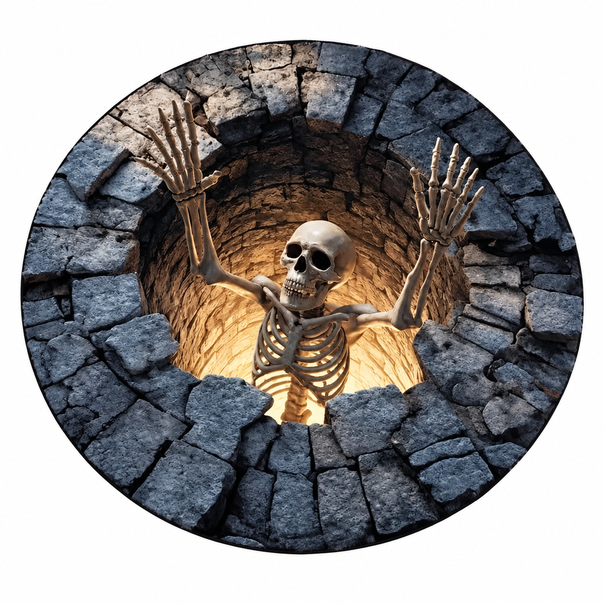 Skeleton Illusion Round Rug Spooky Optical Floor Carpet Fun Gothic Home Decor Gift for Living Room Horror Door Mat Rug — white background