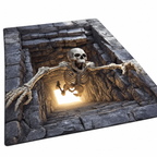 Skeleton Trap Rug, Halloween Floor Mat, Spooky 3D Hole Carpet, Gothic Home Decor — white background