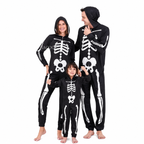 Halloween Scary Skeleton Costume for Adult Kids Family Horror Skull Jumpsuit Carnival Party Hooded Halloween Parent-Child Pajama — white background