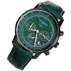 2026 Fashion New Retro Business Casual Leather Strap Quartz Watch Zeppelin Men's Watch Green Dial Luxury Gift Watch