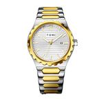 TOMI New 4PCS Luxury Men Watch Gift Set High Quality Steel Strip Striped Dial Calendar Men Quartz Watch Clock Gifts Reloj