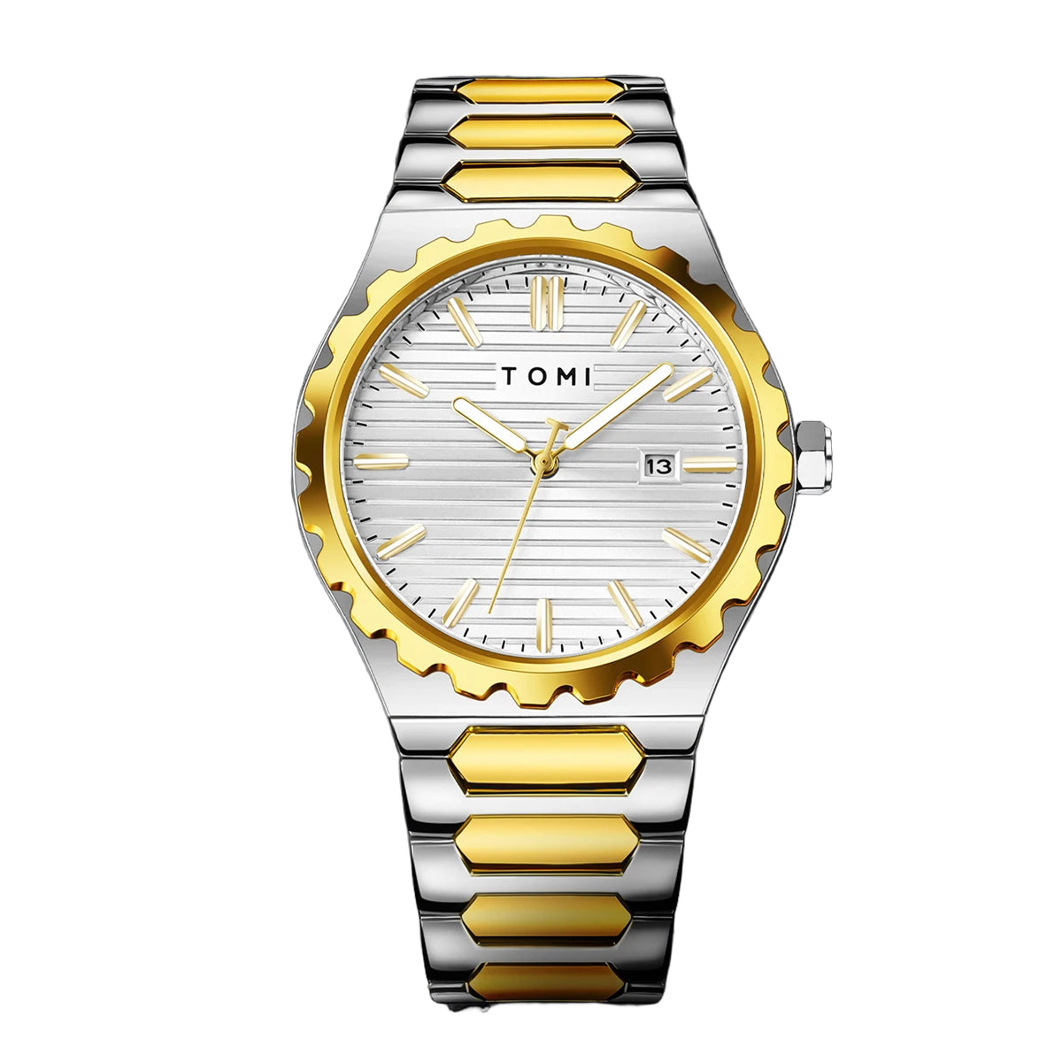TOMI New 4PCS Luxury Men Watch Gift Set High Quality Steel Strip Striped Dial Calendar Men Quartz Watch Clock Gifts Reloj
