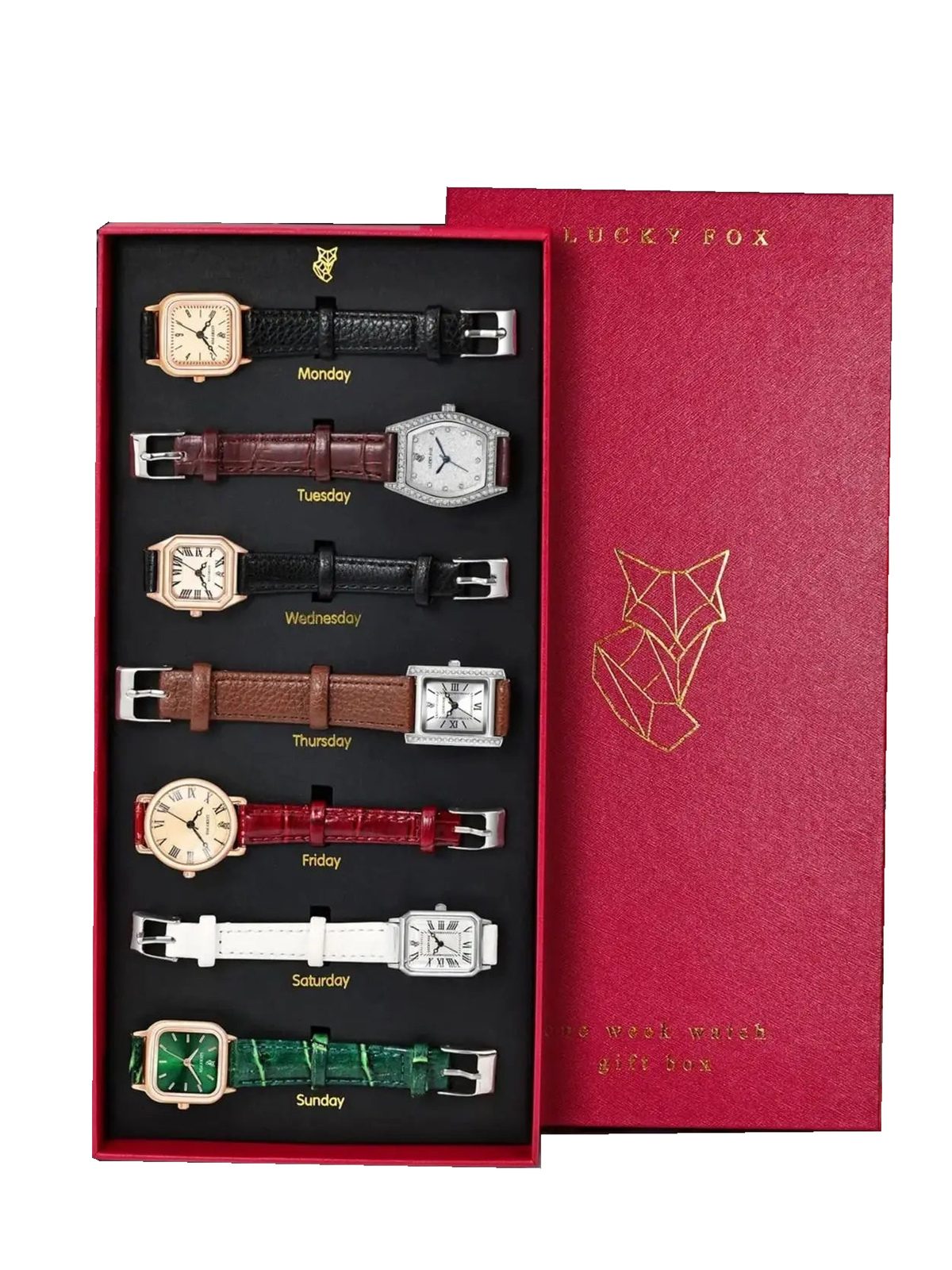 Fashion ladies' watch set gift box small square quartz watch trend Valentine's Day gift wristwatch